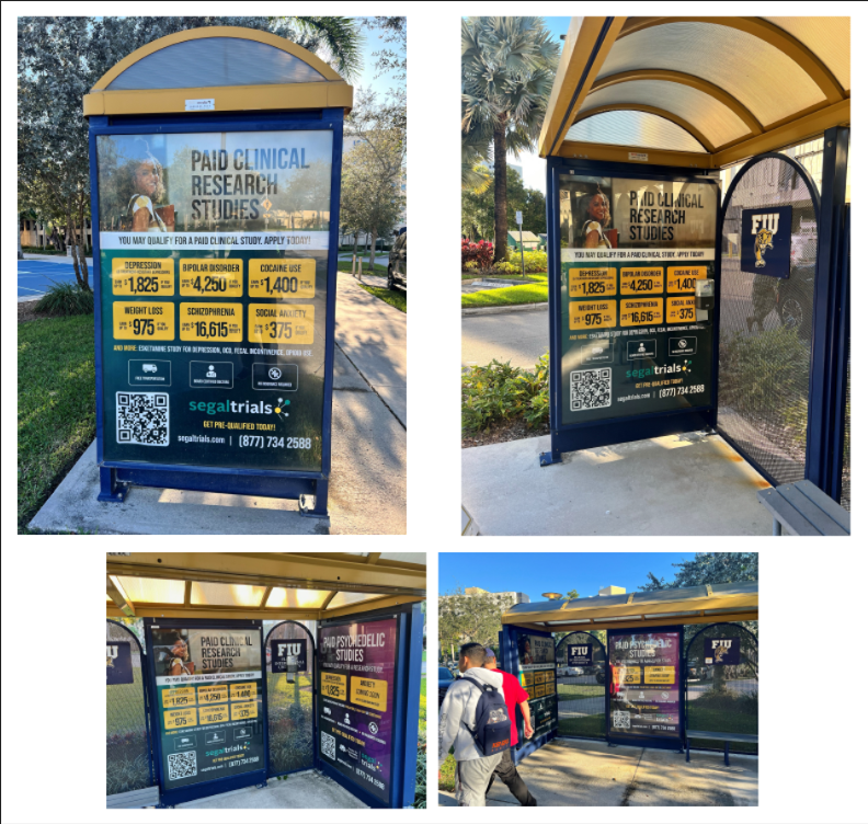 MSS Media, Inc. Campus Advertising - FIU Segal Trials transit advertising bus shelter advertising