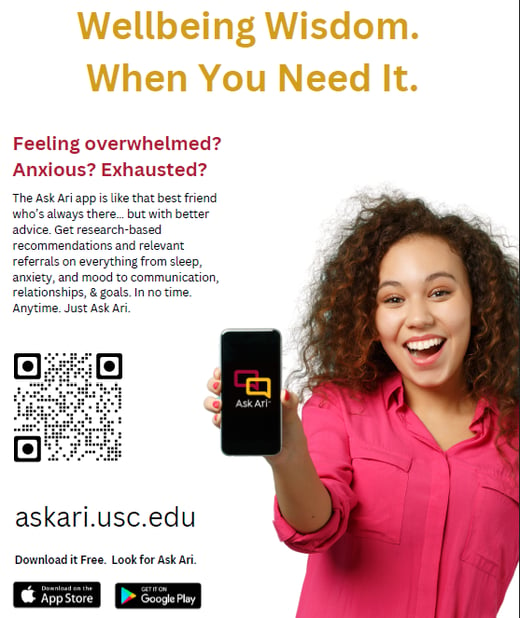 USC Campus Wellbeing and Education Ask Ari Campaign Image