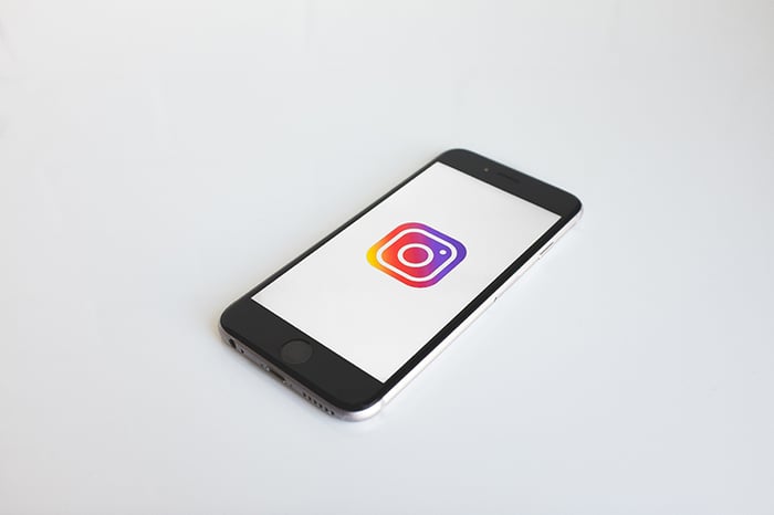 mobile phone with Instagram Logo