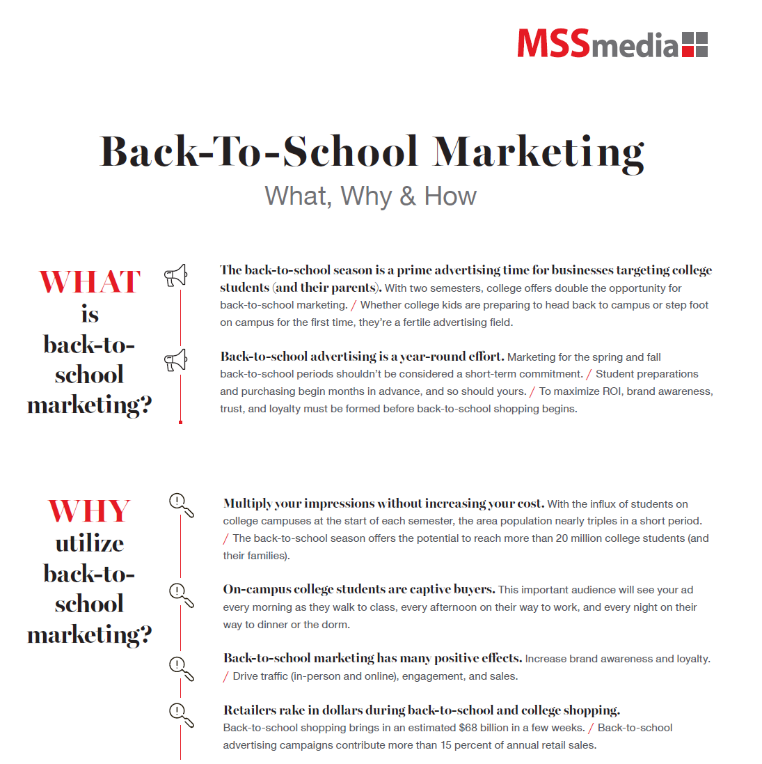 college back-to-school marketing strategies: cropped image of a back-to-school marketing infographic (what, why and how)